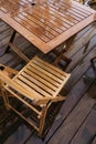 summer outdoor leisure table chair wooden compact Royalty Free Stock Photo