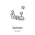 Summer outline vector icon. Thin line black summer icon, flat vector simple element illustration from editable weather concept Royalty Free Stock Photo