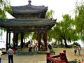Summer Palace in Beijing, China. Chinese pavilion and tourists