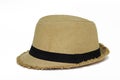Summer panama straw hat isolated on white Royalty Free Stock Photo