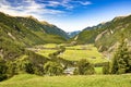 Summer panorama in Austrial Alps valley Royalty Free Stock Photo