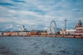 Summer panorama of Helsinki from water side,