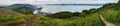 Summer panorama of Petropavlovsk-Kamchatsky and Avacha Bay. View from Mishennaya hills.