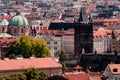 Summer panoramic view of Prague buildings and rooftops Royalty Free Stock Photo