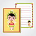 Summer paper note with cute watermelon girl cartoon for summer paper and scrap book Royalty Free Stock Photo