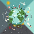 Summer paradise earth flat illustration Royalty Free Stock Photo