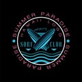 Summer paradise Hawaii logo, surf club est 1978, creative badge can be used for surf club, shop, t shirt print, emblem