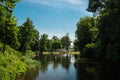 Summer park with lake