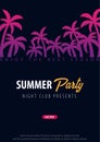 Summer Party backgrounds with palms. Summer placard poster flyer invitation card. Summer time. Vector Illustration. Royalty Free Stock Photo