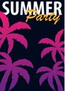 Summer Party backgrounds with palms. Summer placard poster flyer invitation card. Summer time. Vector Illustration. Royalty Free Stock Photo