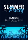 Summer Party backgrounds with palms. Summer placard poster flyer invitation card. Summer time. Vector Illustration. Royalty Free Stock Photo