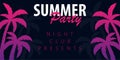 Summer Party backgrounds with palms. Summer placard poster flyer invitation card. Summer time. Vector Illustration. Royalty Free Stock Photo