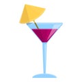 Summer party berry cocktail icon, cartoon style