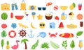 Summer party icons set, cartoon style Royalty Free Stock Photo