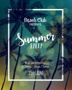 Summer party poster design template with palm trees Royalty Free Stock Photo