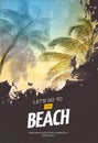 Summer party poster or flyer design template with palm trees silhouettes. Modern style Royalty Free Stock Photo