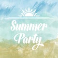 Summer party poster om watercolor background Royalty Free Stock Photo