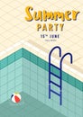 Summer party poster template background decorative with isometric swimming pool