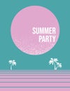 Summer party poster vector concept. Leaflet or flyer template for club or beach dance. Retro design. Royalty Free Stock Photo