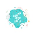 Summer party on the roof lettering sign on abstract background. Summer vacation concept. Vector stock illustration