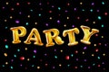 Gold party balloons background for web banners, header, shop. Logo, logotype, sign, symbol. golden letter text balloon, selling, w Royalty Free Stock Photo