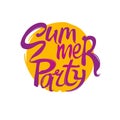 Summer party vector logo. Yellow Circle.