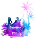 Summer party watercolor background Royalty Free Stock Photo