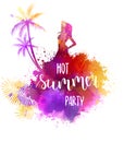 Summer party watercolor background Royalty Free Stock Photo