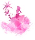 Summer party watercolor background Royalty Free Stock Photo