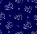 Summer pattern with camera and stars. Ornament for textile and wrapping. Vector background