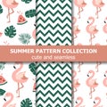 Summer pattern collection. Flamingo and watermelon theme, Summer banner
