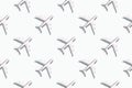 Summer pattern. Creative banner of planes on white background. Travel, vacation concept. Travel, vacation ban. Flights cancelled