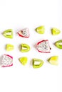 Summer pattern with kiwi and pitaya white background top view mock up Royalty Free Stock Photo