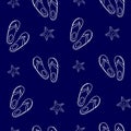Summer pattern with shale and starfish. Ornament for textile and wrapping. Vector background