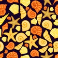 Summer pattern with shells. Cartoon style. Vector illustration