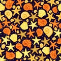 Summer pattern with shells. Cartoon style. Vector illustration