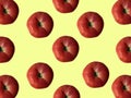 Summer pattern of tomato on bright yellow background.