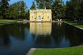 Summer pavilion on the shore of the Mirror Pond. Tsarskoye Selo, Russia.