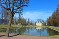 Summer pavilion on the shore of the Mirror Pond. Tsarskoye Selo, Russia.