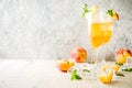 Summer peach Bellini cocktail Royalty Free Stock Photo