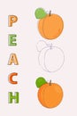 Summer peaches featuring hand-drawn peaches. Fun, colorful and fresh design for summer with light background. Ideal for digital Royalty Free Stock Photo