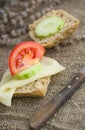 Summer peasant's breakfast in the field. Closeup Royalty Free Stock Photo