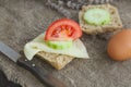 Summer peasant's breakfast in the field. Closeup Royalty Free Stock Photo