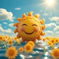 Summer personified 3D cartoon sun bringing the season to life Royalty Free Stock Photo