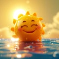 Summer personified 3D cartoon sun bringing the season to life Royalty Free Stock Photo