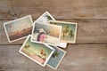 Summer photo album on wood table