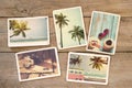 Summer photo album on wood table