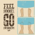 Summer phrase typographic vintage grunge poster design.