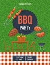 Summer picnic on fresh air, advertising poster bbq party.