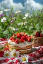 summer picnic with strawberry shortcake